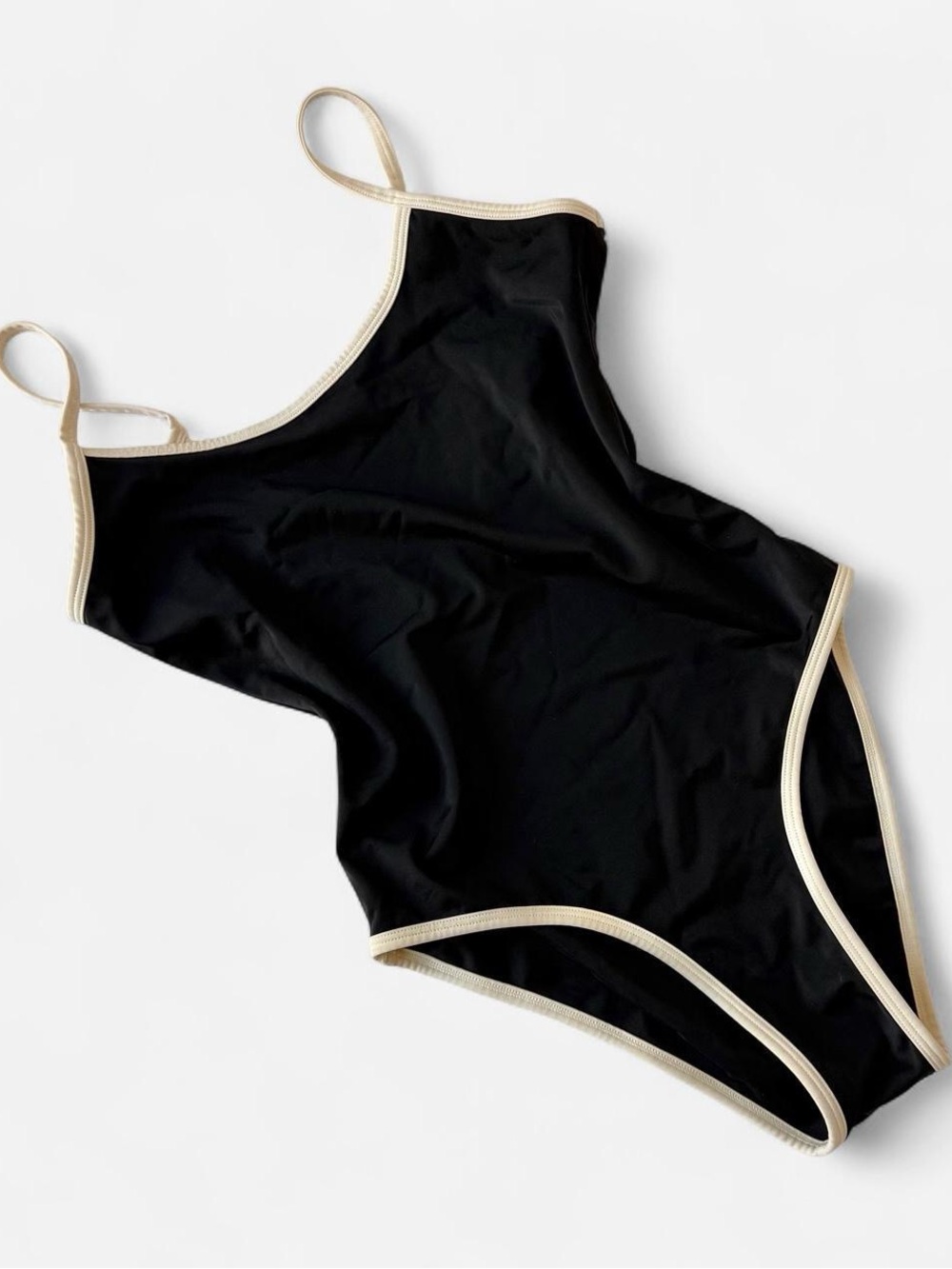 Adalona Black Contrast Trim One Piece Swimsuit